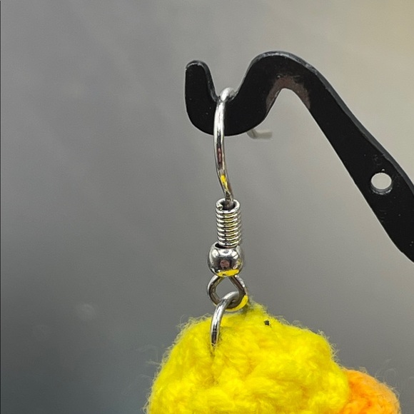 3.1.26-3 Yellow Crochet Duck Eurostyle Earrings - Picture 4 of 5